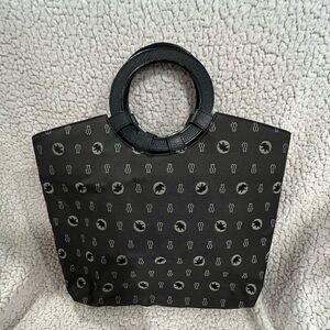 Hunting World Black Canvas And Leather Circle Tote
